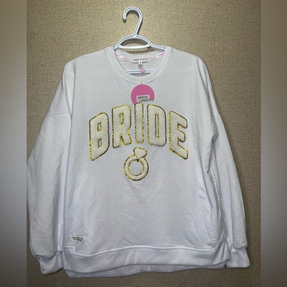 Simply Southern White and Gold 'Bride' Sweatshirt